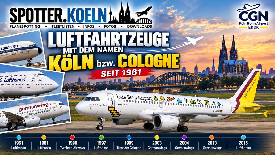 Flugzeuge mit Namen "Köln" (Grafik KI-generiert)
